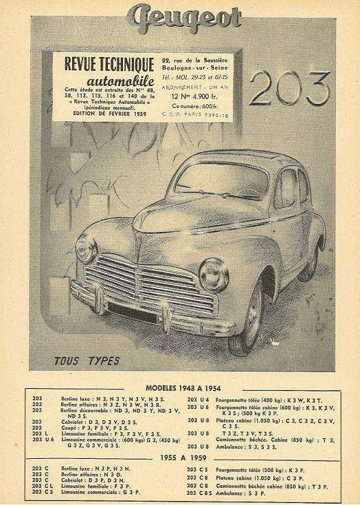 manuel d'atelier Peugeot 203 tous modèles { {{ Docautomoto }}
