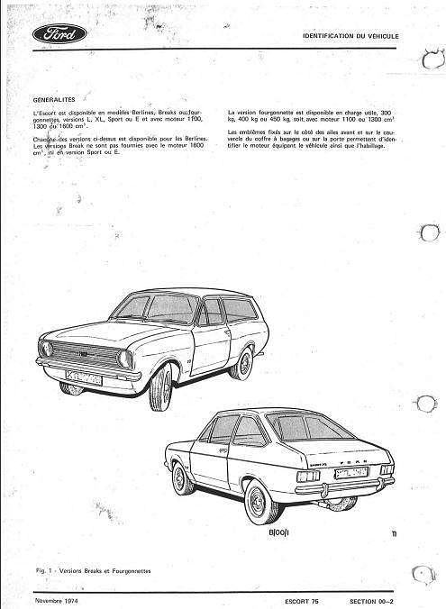 Manuels d'atelier Ford Escort Mk 1 ,Mexico et Mk2 français { {{ Docautomoto }}