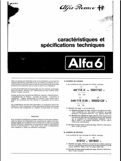 Manuel d'atelier Alfa Roméo Alfa 6 { {{ Docautomoto }}