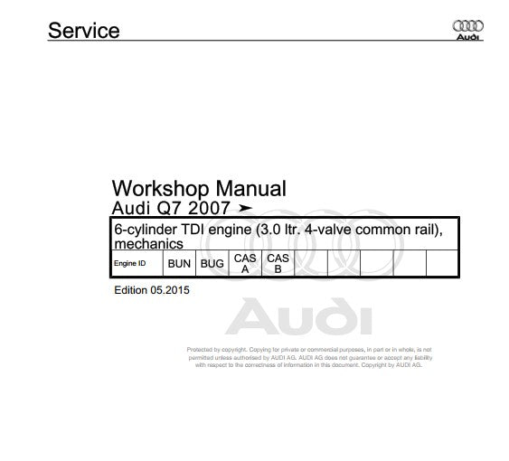 Manuel d'atelier réparation Audi Q7 2007 2017 { {{ Docautomoto }}