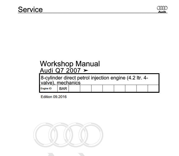 Manuel d'atelier réparation Audi Q7 2007 2017 { {{ Docautomoto }}
