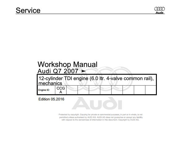 Manuel d'atelier réparation Audi Q7 2007 2017 { {{ Docautomoto }}