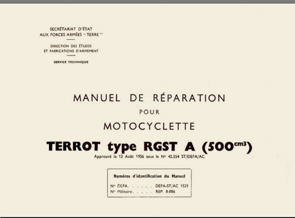 Manuels d'atelier réparation Terrot 500 RGST { {{ Docautomoto }}