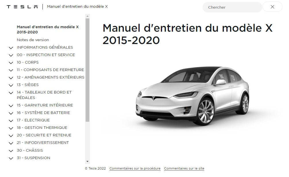 Manuels d'atelier Tesla tous modèles 2012 2021 { {{ Docautomoto }}
