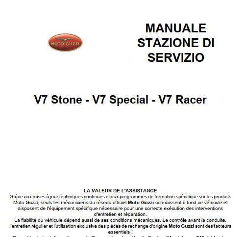 Manuel d'atelier Moto Guzzi V7 2007 2020 { {{ Docautomoto }}