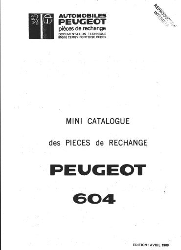 Manuel d'atelier Peugeot 504 CC V6 et 604 V6 SL TI 4 et 5 vitesses { {{ Docautomoto }}