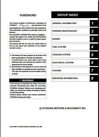 Manuels d'atelier Hyosung 650 tous modèles { {{ Docautomoto }}