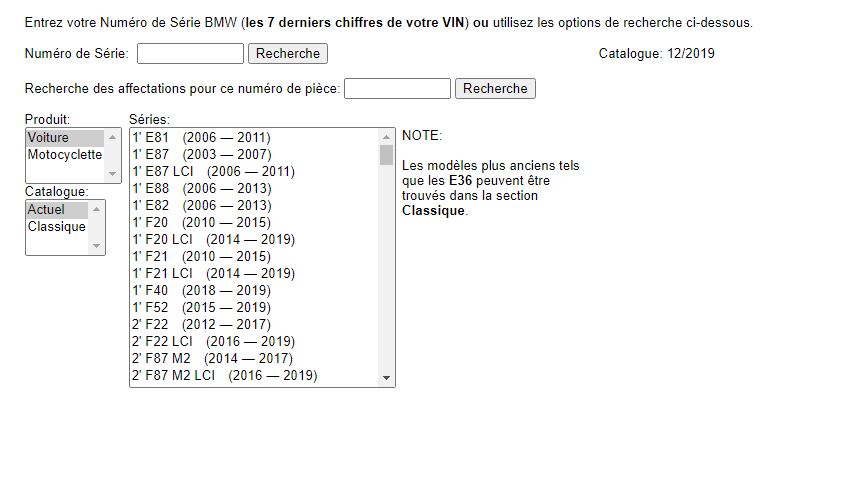 Catalogue de pièces BMW 1950 à 2019 { {{ Docautomoto }}