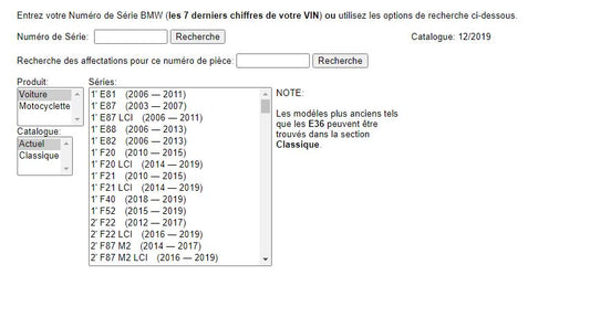 Catalogue de pièces BMW 1950 à 2019 { {{ Docautomoto }}