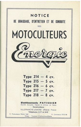 Documentation tracteur et motoculteur Energic { {{ Docautomoto }}