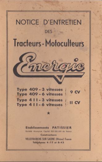 Documentation tracteur et motoculteur Energic { {{ Docautomoto }}