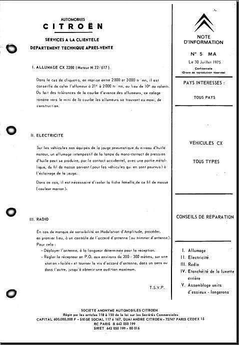Manuels d'atelier et de réparation Citroën CX 1 et 2 tous modèles { {{ Docautomoto }}