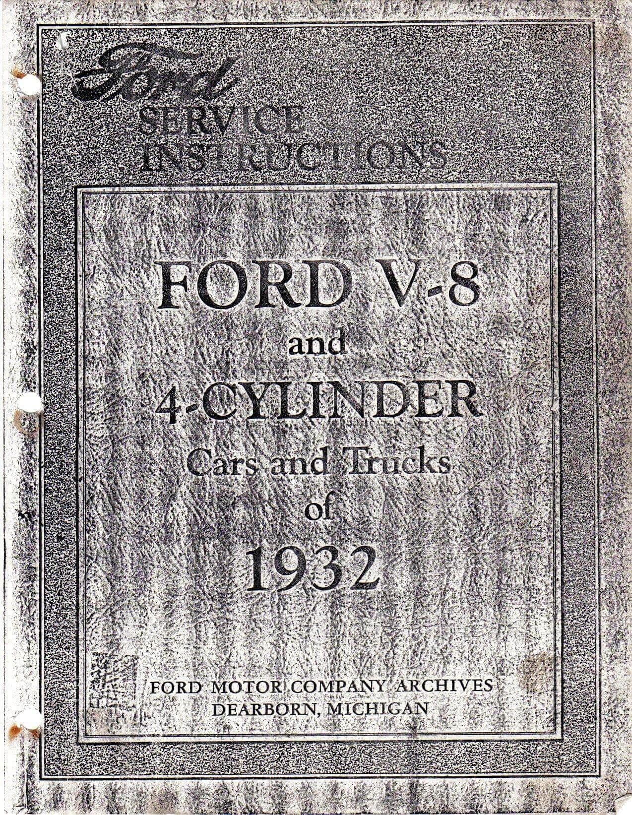 manuel d atelier Ford 1932 V8 et 4 cylindres { {{ Docautomoto }}