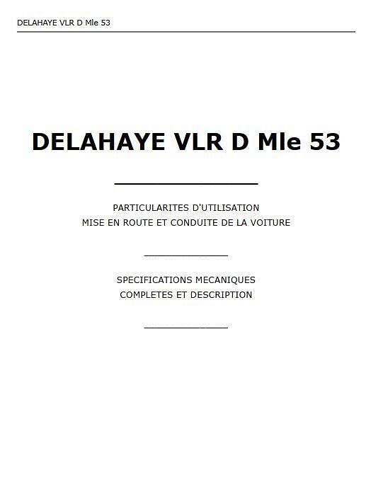 Manuel d'atelier et de réparation Delahaye VLR { {{ Docautomoto }}