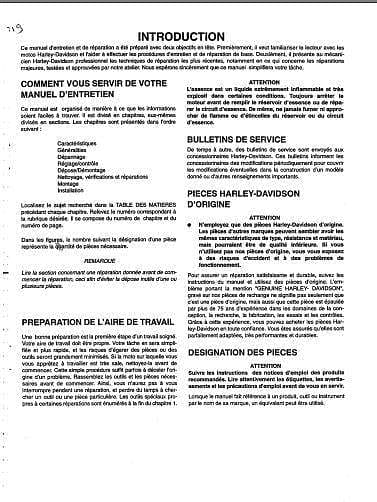 Manuel d'atelier Harley Davidson Sportster 1993 en français { {{ Docautomoto }}