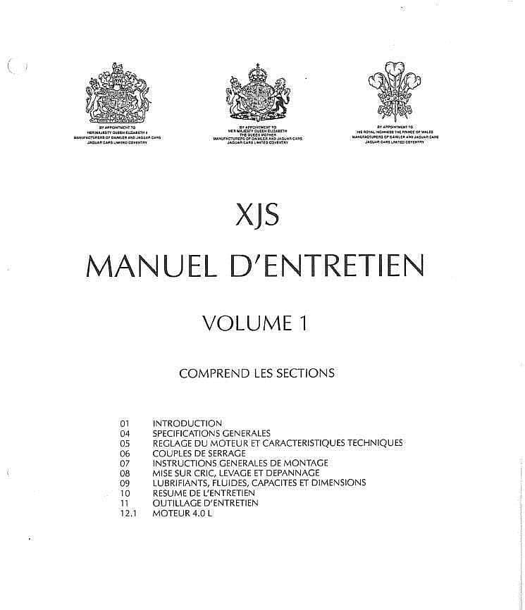 Manuel d'atelier Jaguar XJS 4.0 V12 et HE en français { {{ Docautomoto }}