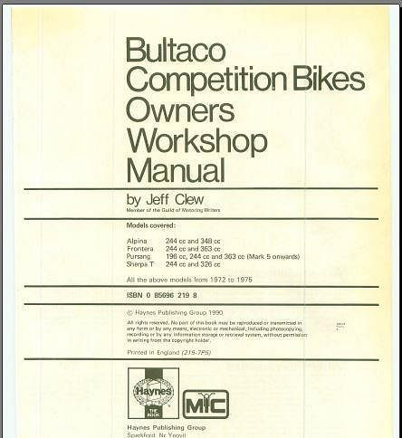 Manuel d'atelier Bultaco { {{ Docautomoto }}