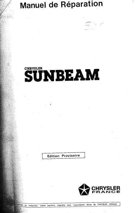 Manuel d'atelier Simca Talbot Sunbeam et Lotus { {{ Docautomoto }}