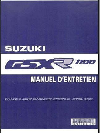 manuel d'atelier Suzuki GSXR 1100 89 92 { {{ Docautomoto }}