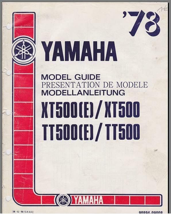 manuels d'atelier Yamaha XT500 SR 500 TT500 { {{ Docautomoto }}