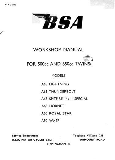 Manuel d'atelier BSA A50 et A65 { {{ Docautomoto }}