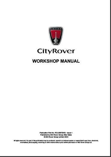 Manuel d'atelier Rover Cityrover 2003 2005 { {{ Docautomoto }}