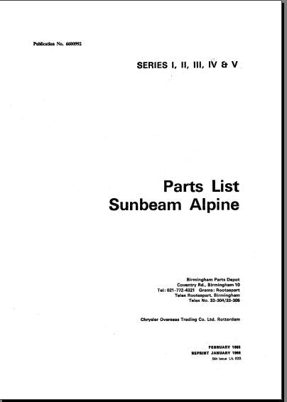 Manuel d'atelier Sunbeam Alpine et Rapier { {{ Docautomoto }}