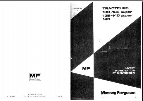 Manuels d'atelier Massey Ferguson 135 à 165 { {{ Docautomoto }}