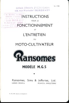 Manuels techniques Ransomes MG5 et MG6 { {{ Docautomoto }}