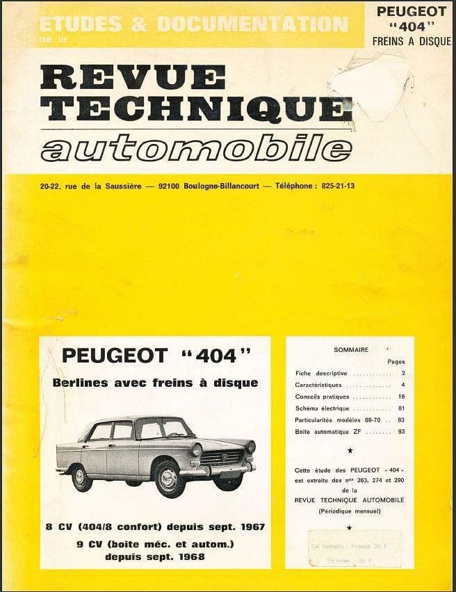 manuels d'atelier Peugeot 404 (compilation) { {{ Docautomoto }}