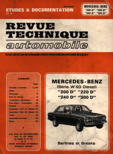 Manuel de réparation Mercedes W 123 Diesel { {{ Docautomoto }}