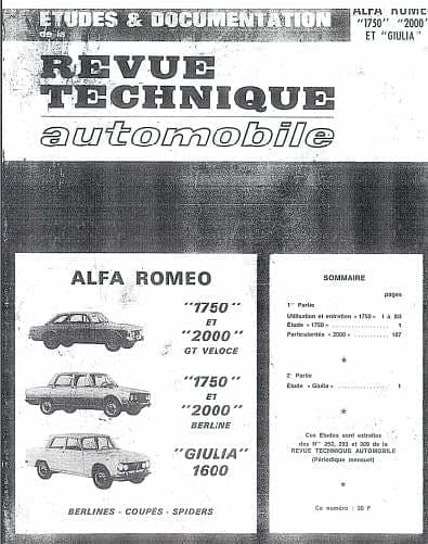 manuels d'atelier Alfa Romeo Giulia Bertone et Spider en français { {{ Docautomoto }}