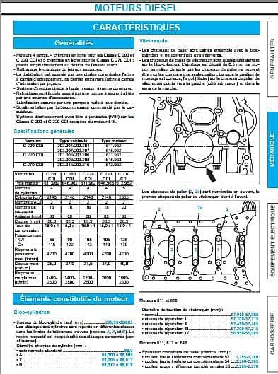 Manuel d'atelier Mercedes classe C 2000 2004 diesel AUTHENTIQU'ERE