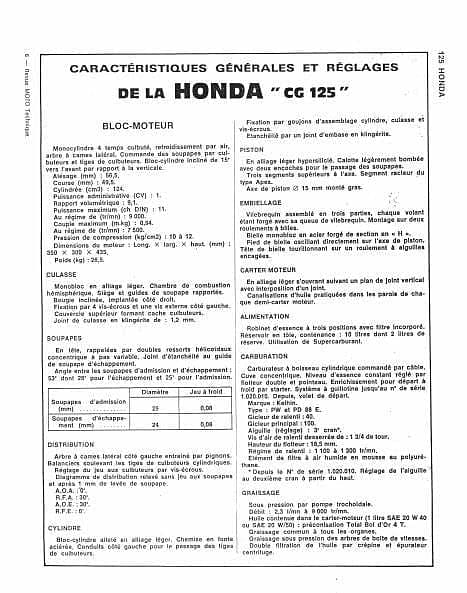 Revue technique Honda 125 CG { {{ Docautomoto }}