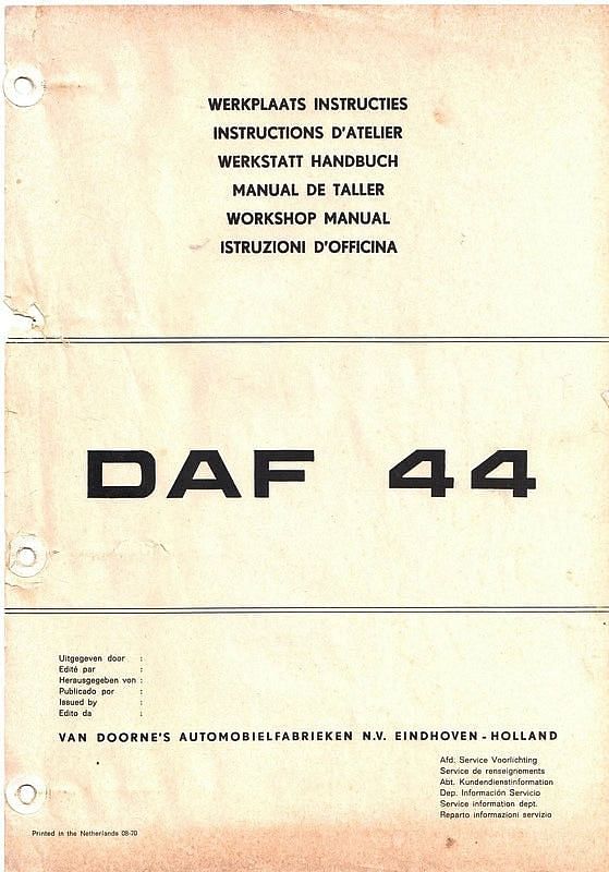 manuel d'atelier Daf 44 { {{ Docautomoto }}