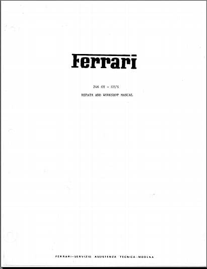 Manuel d'atelier ferrari Dino 246 { {{ Docautomoto }}