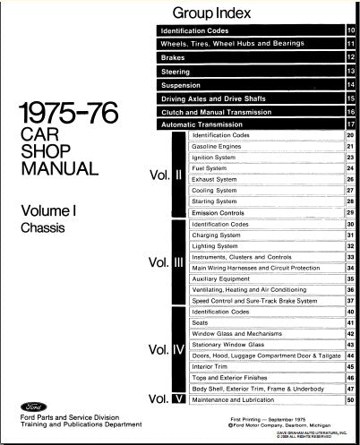Manuel d'atelier Ford 1975 1976 { {{ Docautomoto }}