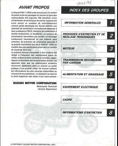 Manuel d'atelier Suzuki GSX 1100 G { {{ Docautomoto }}