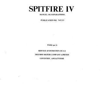 Manuels d'atelier Triumph Spitfire Mk1 à Mk5 Gt6 Herald Vitesse { {{ Docautomoto }}
