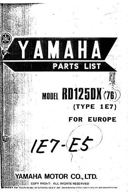 Manuels d'atelier Yamaha 125 As3 RD RDX { {{ Docautomoto }}