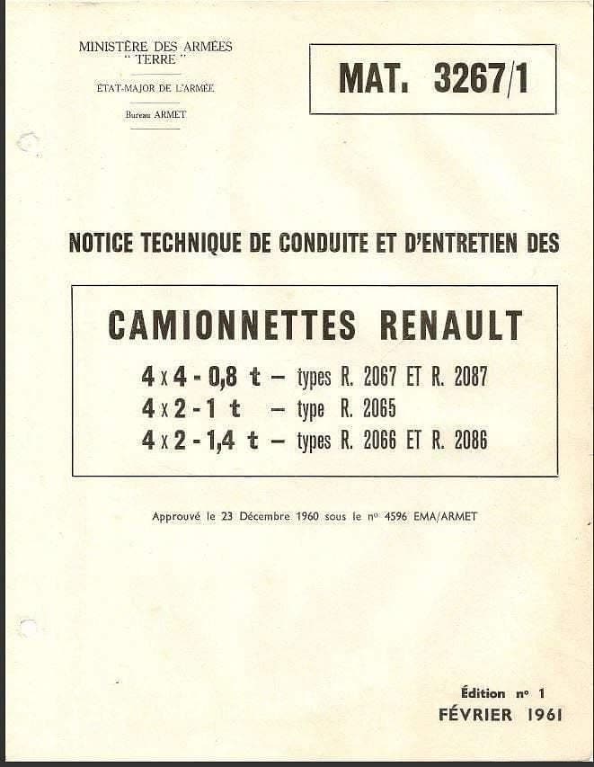 Manuels d'atelier et de réparation Renault r 2087 et Goelette { {{ Docautomoto }}