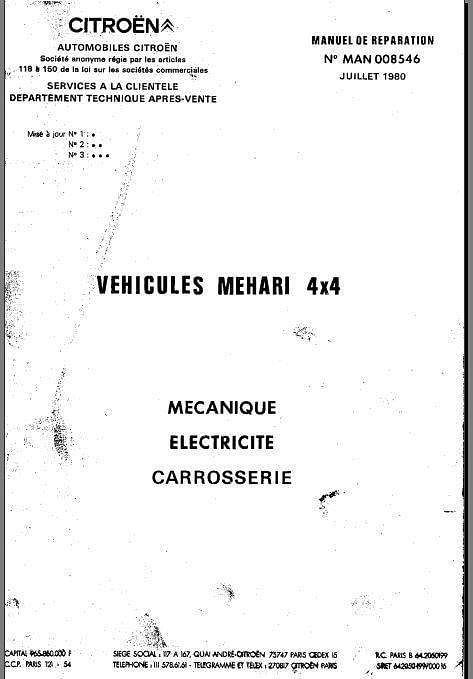 Manuels d'atelier et de réparation Citroën Méhari et 4x4 { {{ Docautomoto }}