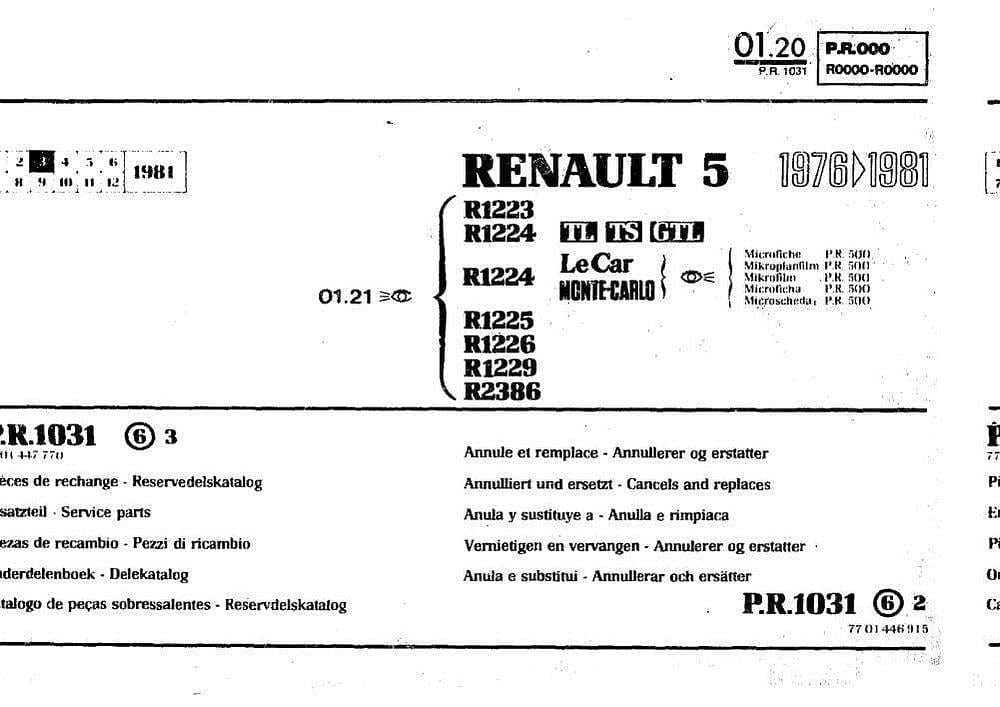 Manuels d'atelier Renault 5 dont Alpine et Alpine Turbo { {{ Docautomoto }}