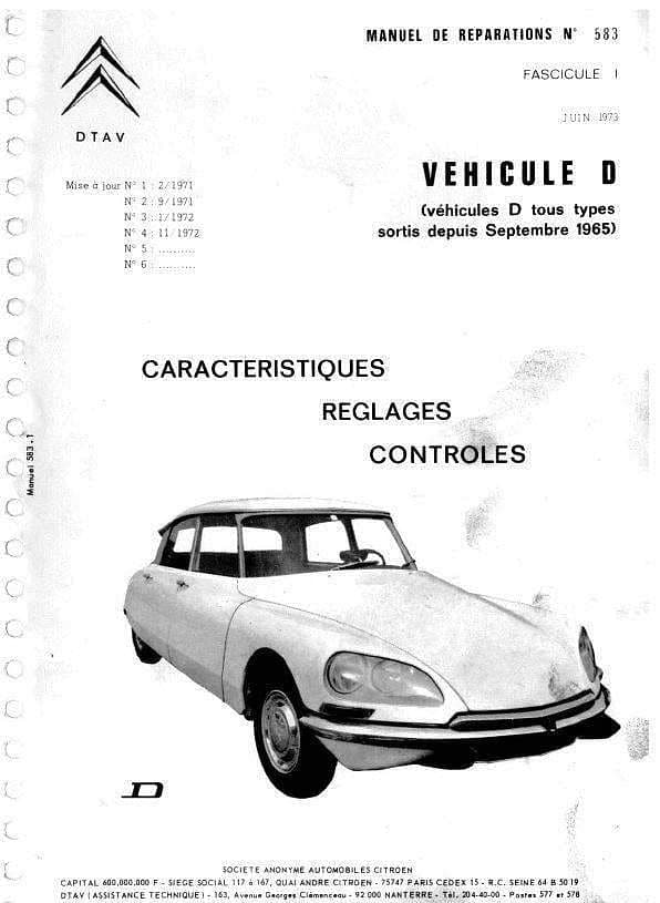 manuels d'atelier Citroën DS 21 DS 20 DS23 1966 à 1975 { {{ Docautomoto }}