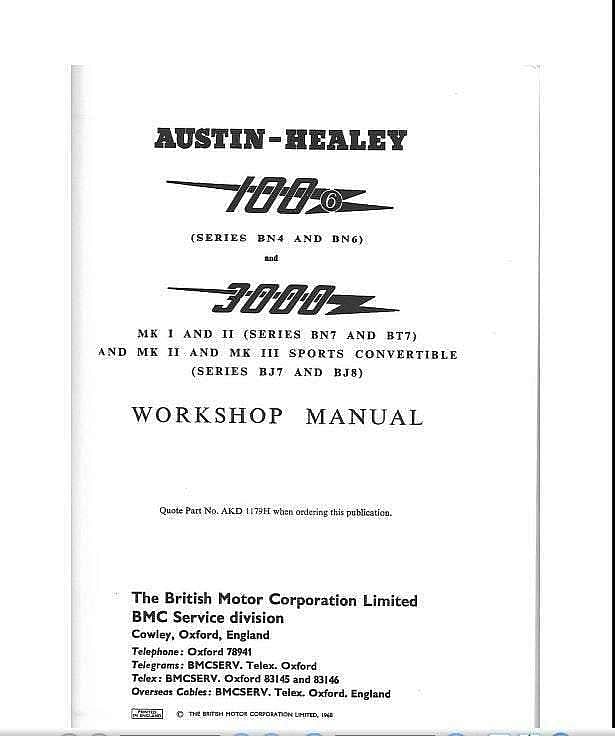 Manuels d'atelier Austin Healey 3000 en français { {{ Docautomoto }}
