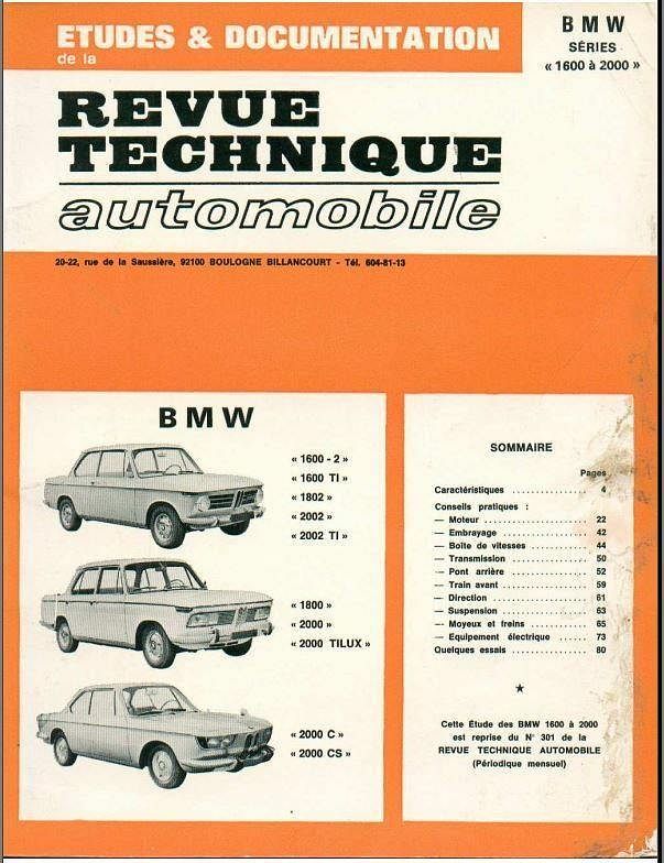 Manuel d'atelier BMW 1500 à 2002 2000 CS multilingue Fr En Ita,esp De { {{ Docautomoto }}
