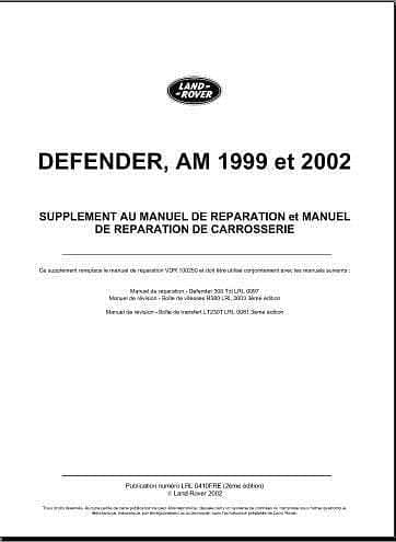 Manuel d'atelier Land Rover Defender Td5 et 300 tdi en français { {{ Docautomoto }}