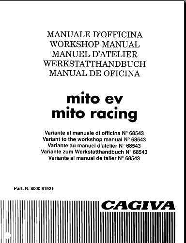 Manuel d'atelier et de réparation Cagiva Mito 650 pages { {{ Docautomoto }}