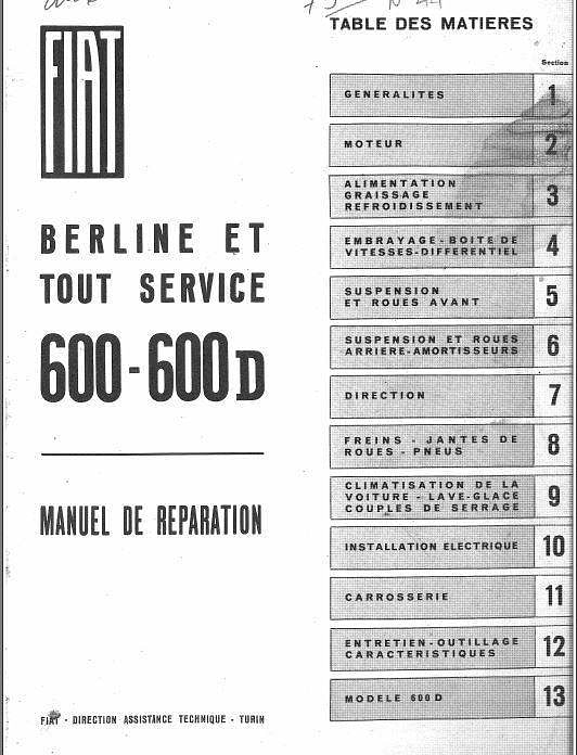 Manuel d'atelier fiat 600 et Multipla AUTHENTIQU'ERE