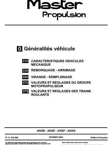 Manuel d'atelier Renault Master propulsion 2003 { {{ Docautomoto }}